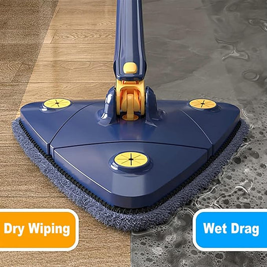 360° Rotatable Adjustable Cleaning Mop | Extendable Triangle Mop with Long Handle Hand Twist | Quick Dry, Multifunctional Microfiber Wet and Dry Mop