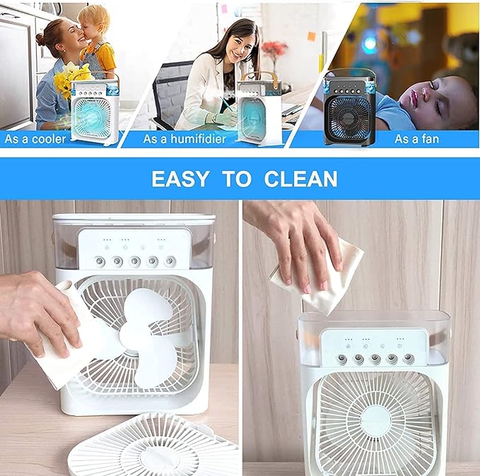 Mini Humidifier Portable Air Conditioner Cooler for Home with 3 Speed Mode & Water Spray